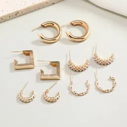 Celestique Set Of 5 Contemporary Korean Hoop Earrings-image-34