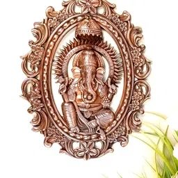 apka mart Bronze Ganesh Idol Textured Metal Wall Hanging Decor-image-96