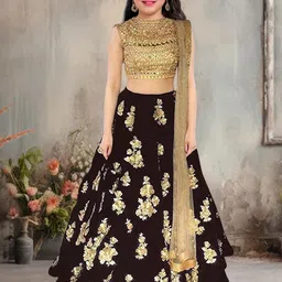 F Plus Fashion Girls Red Net Semi-Stitched Lehenga Choli-image-11