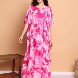 Secret Wish Women Tie & Dye Maxi Kaftan Nightdress-picture-4