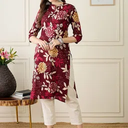 Anouk Floral Printed Mandarin Collar Straight Kurta-28
