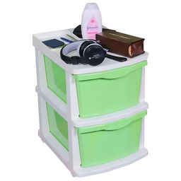 Parasnath Green & White 2-Layer Drawer Multi-Utility Organisers with Wheels image 4
