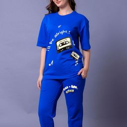 Lazy Lush 2Pcs I'll Be Alright Printed Round Neck T-Shirts With Joggers Couple Co-Ords-81