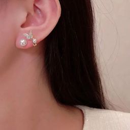 Estailo fashion Gold-Plated Pearls Butterfly Animal Shaped Studs-34