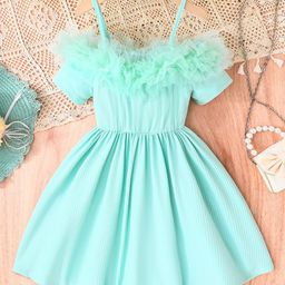 INCLUD Girls Self Design Ruffled Fit & Flare Dress-image-35