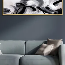 Myntra Elegant Homes Black & White Brush Strok Abstract Designs Canvas Wall Painting-picture-11