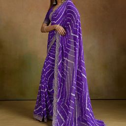 KALINI Leheriya Print Sequinned Pure Georgette Leheriya Saree image 2