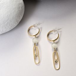 DressBerry Gold-Plated Artificial Beaded Contemporary Hoops Earrings-16