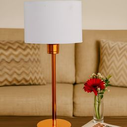Devansh Grey & Copper Toned Steel Cylinder Shaped Table Lamp With Shade-picture-49