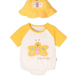 hopscotch Hospcotch Beige Sunny Butterfly Onesie with Hat-picture-9
