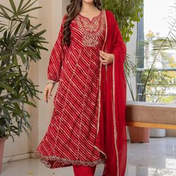 TOULIN Women Striped Embroidered Kurta with Trousers & Dupatta-image-57