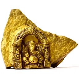 Exotic India Gold-Toned Rock Cut Temple of Lord Ganesha Religious Idol Showpiece-image-10