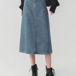StyleCast x Revolte Denim High-Waist Straight Midi Skirt-picture-49