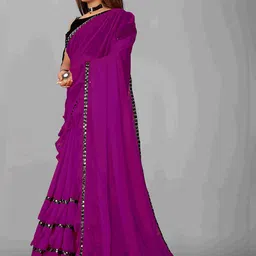 limtd Embellished Sequinned Pure Georgette Ruffles Saree image 3