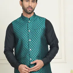 Anouk Woven Design Mandarin Collar Neck Nehru Jacket-61