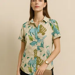 Mast & Harbour Women Tropical Printed Shirt Collar Shirt Style Top-picture-32