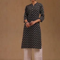 Soch Floral Printed Mandarin Collar Cotton Straight Kurta-picture-47