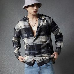 VOLTEDGE Men Classic Relaxed Fit Spread Collar Tartan Checked Cotton Casual Shirt-image-93