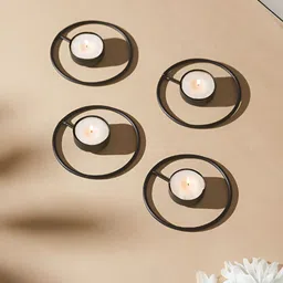 Homspurts Black 4 Pieces Metal Candle Holders-image-34