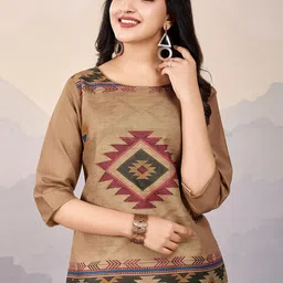 MOJILAA Geometric Printed Round Neck Tunic With Trouser image 3