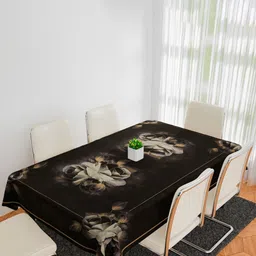RUBOXA Brown Anti-Skid Cotton 6-Seater Table Cover with Textured details-image-47