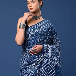 Taavi Printed Pure Cotton Dabu Saree With Unstitched Blouse-picture-57