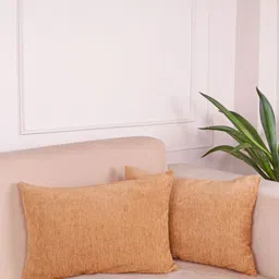 STITCHNEST Beige & White 2 Pieces Textured Chenille Rectangle Cushion Covers-image-97