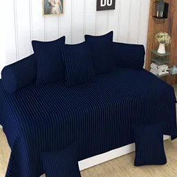 Aura Navy Blue & White 8 Pieces Striped Diwan Set-21