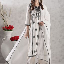 KALINI Ethnic Motifs Printed Notch Neck Kurta with Palazzo & Dupatta-39