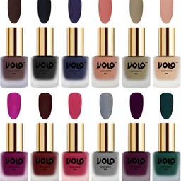VOLO Set Of 12 Velvet Matte Nail Polish - 8 ml Each - Magenta - Light Wine - Sand Nude-image-84