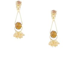 FirstBlush Gold-Plated American Diamond Studded Clip On Contemporary Drop Earrings-image-95