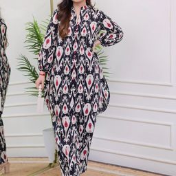 JALMALA Printed Mandarin Collar Top With Trousers Co-Ords-17