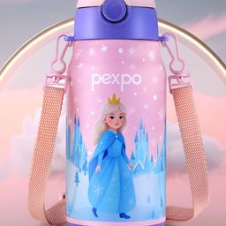 Pexpo Pink & Blue Frozen UV Printed Stainless Steel Water Bottle-420 ml-picture-35