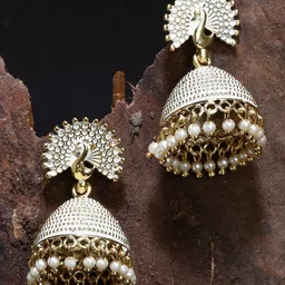 Anouk Peacock Shaped Jhumkas Earrings-39
