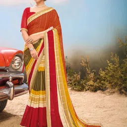 Laxmipati Striped Poly Chiffon Saree-image-78