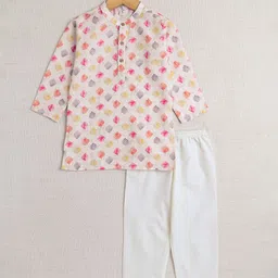 The Magic Wand Boys Floral Printed Regular Kurta with Pyjamas-1