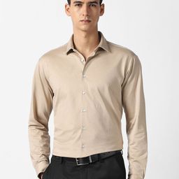 Van Heusen Men Slim Fit Solid Spread Collar Pure Cotton Formal Shirt-picture-34