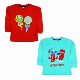 BAESD Unisex Kids Pack Of 2 Graphic Printed Round Neck Cotton T-shirts-12