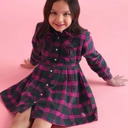 U.S. Polo Assn. Kids Girls Pleated Checked Pure Cotton Mini Shirt Dress with Belt-picture-38