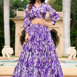 Kaizen TEXO FAB Printed Semi-Stitched Lehenga & Unstitched-picture-34
