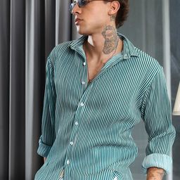Campus Sutra Men Comfort Spread Collar Striped Casual Shirt-picture-31