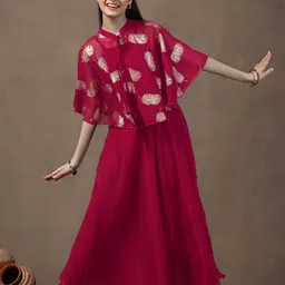 BAESD Girls Printed Fit & Flare Maxi Dress-image-14