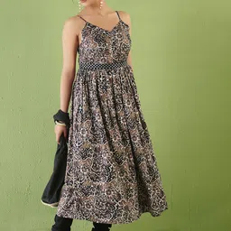 Anouk Abstract Printed Shoulder Straps Anarkali Kurta With Churidar And Dupatta image 5