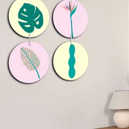 OLIVE TREE Pink & Green Set Of 4 Tree Wall Hanging-4
