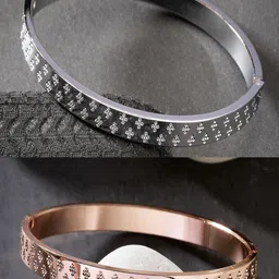 The Roadster Lifestyle Co Set Of 2 Rhodium-Plated Kada Bracelet-image-2