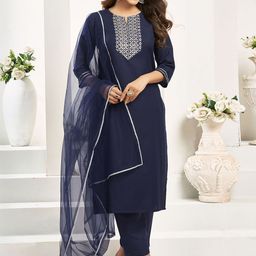 KALINI Women Embroidered Regular Sequinned Kurta with Trousers & With Dupatta-15
