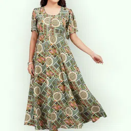PAMPER YOURSELF Print Georgette Fit & Flare Maxi Dress-8