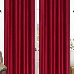 270 cm (9 ft) Polyester Semi Transparent Long Door Curtain (Pack Of 2) (Plain, Maroon)-image-44