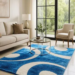 AaHo Decor Blue & White Abstract Anti-Skid Microfiber Carpet-picture-15