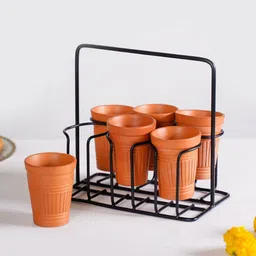 Nestasia Brown Textured Terracotta Matte Kulladhs 100ml With Stand-20